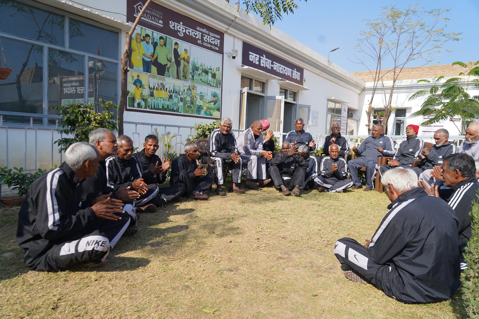Residents and caregivers at Shakuntala Sadan
